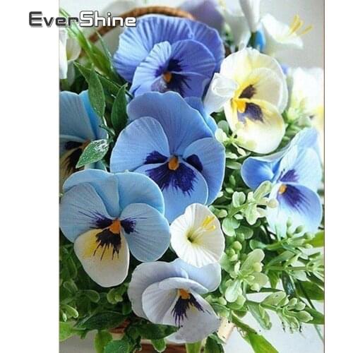 Evershine 5D Diamond Painting Flowers Full Square Diamond Mosaic Cross Stitch Floral Blue Beautiful Diamond Embroidery Painting