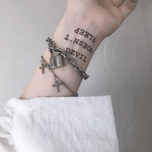 HZ 2020 Cool Lock Cross Punk Rock Chain Adjustable Bracelet Long Chain Alloy Stainless Metal Line for Women Jewelry Party