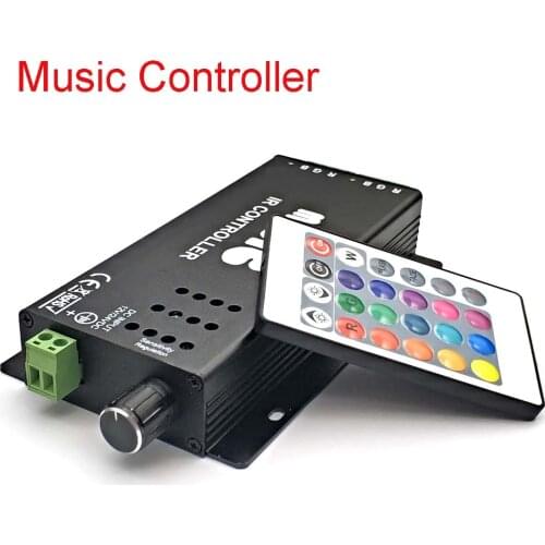 IR Controller DC12-24V 24 Keys Music Controller IR Remote RGB Controller Sound Sensitive for 5050 3528 Led Strip Light L