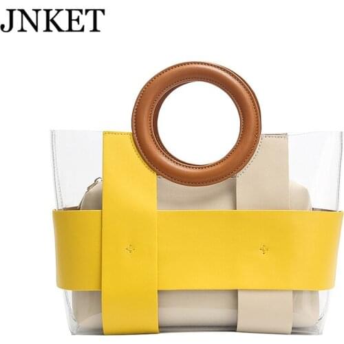 JNKET New Fashion Multicolor 2 In 1 Womens Shoulder Bag Handbag Transparency Handbag Multicolor