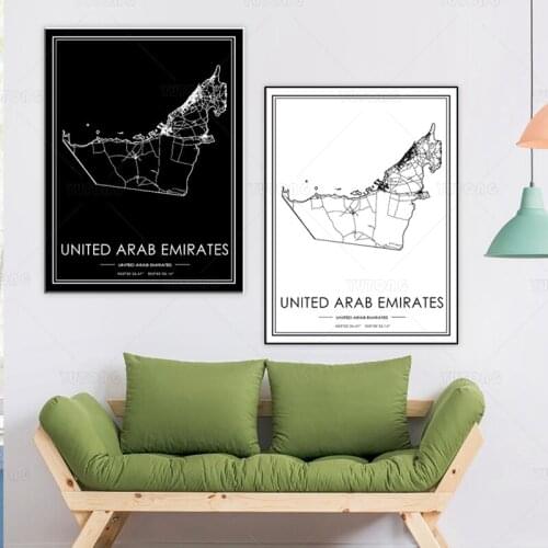United arab emirates City Map Posters Canvas Paintings Modern Prints Pictures for living room Home Interior Decoration framed