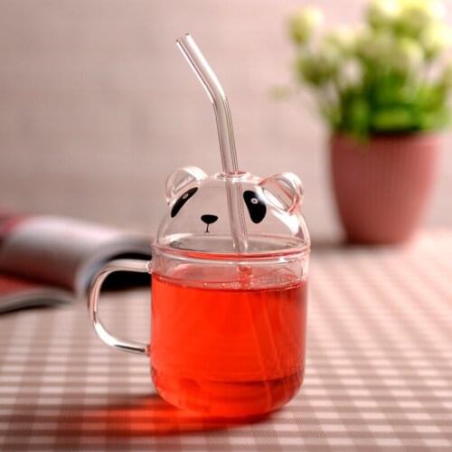 Creative glass Beverage cup High temperature resistant with straw tumbler cup Juice Milk cup Household Drinkware Childrens cup