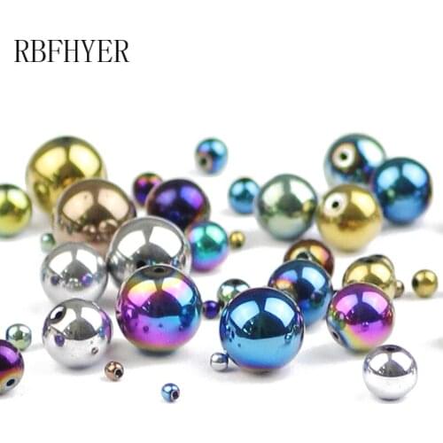 2/3/4/6/8/10mm Natural Stone Ore Ball Round Hematite beads Plating Color Loose beads Jewelry bracelets Making DIY Accessories