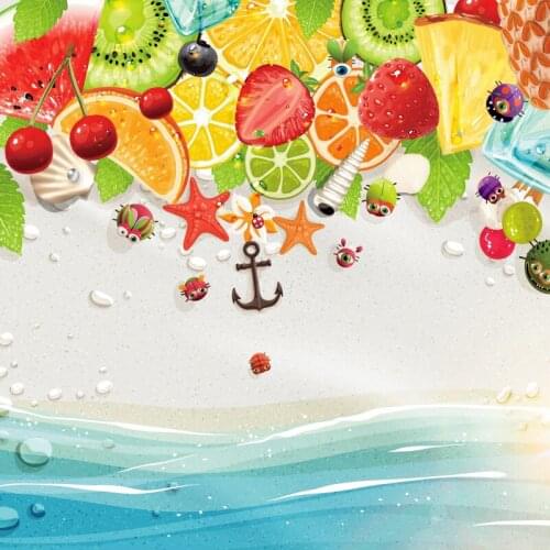 Summer Backdrops For Photography Starfish Sea Beach Sand Fruit Baby Learning Pattern Cartoon Photo Background For Photo Studio