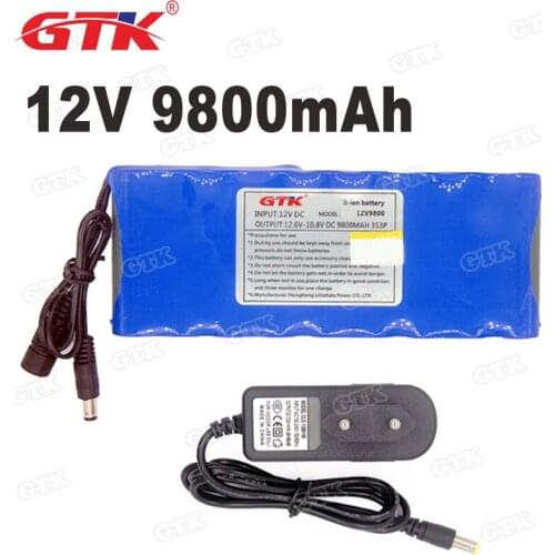 Ltihium battery pack 12v 9800mAh 18650 11.1V li-ion battery for camera Childrens toy car Hernia lamp +12.6v 1A Charger