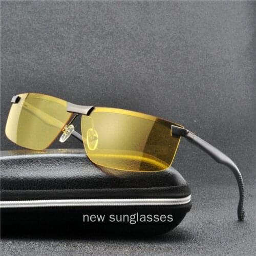 Aluminum Magnesium Mens Polarized Night Vision Sunglasses Men Brand Designer Yellow Lens Women Night Vision Driving Glasses NX