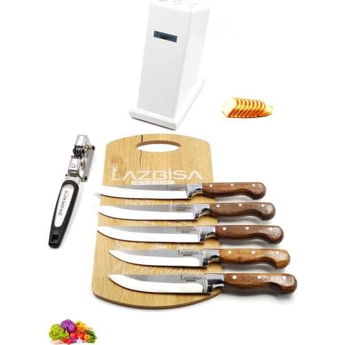 Knife Chef Knife Set Lazbisa Kitchen Knife Set Sharpener Cutting board Billet Meat Bread Vegetable Fruit Knife