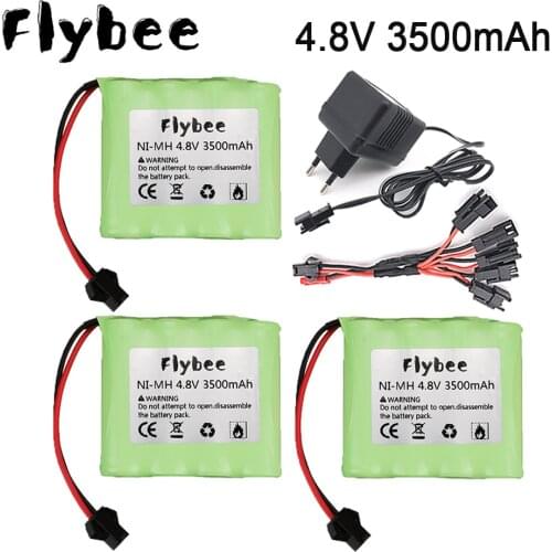 4.8V 3500mah NiMH Battery SM Plug and Charger For Rc toys Cars Tanks Robots Boats Guns Ni-MH AA 4.8 v Battery Pack toy accessory