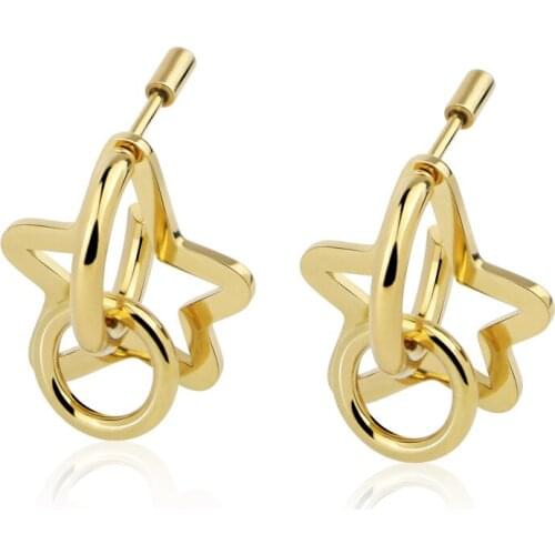 New Fashion Jewelry Stainless Steel Detachable Assemblable Star Round Pendant Earrings for Women Party Wedding Gift Wholesale