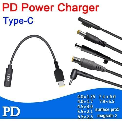 PD Decoy trigger fast charging Converter Adapter CABLE USB-C TYPE-C TO DC Connector for charger notebook surface magsafe dell HP