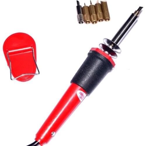 TOPEAST DIY 220V/240V 30W Pyrography Tool Wood Burning Craft Woodburning Pen Grip Iron with 5 Tips & Stand