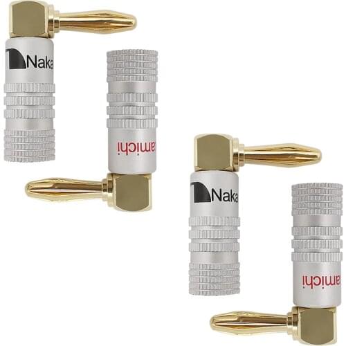 4 mm Banana Plugs Right Angle 90 Degree Gold-Plated L Shape 4mm Banana Plug Video Speaker Adapter Audio Wire Cable Connector