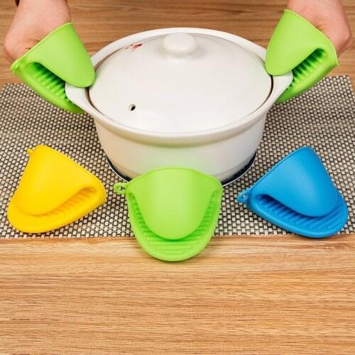 2pcs/set Silicone Heat Resistant Gloves Clips Insulation Non Stick Anti-slip Pot Bowl Holder Cooking Baking Oven Mitts AT11-2