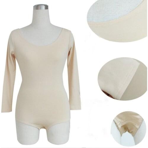 2 Colors Long Sleeves Spandex Ballet Tops Skin Color Underwear Lady Dance Leotard Women Adults Gymnastic Nude Leotard Dance Wear
