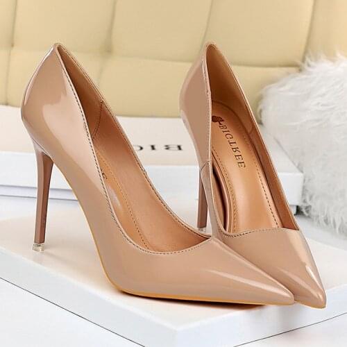 BIGTREE Shoes Women Pumps Heels Luxury Patent Leather Pumps Ladies shoes Stiletto High Heels Big Size 43 Wedding Office Shoes