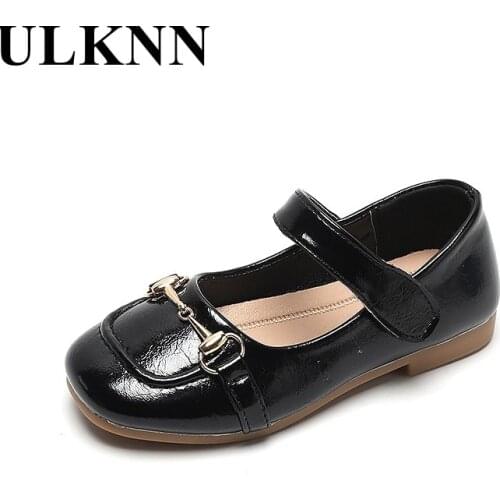 ULKNN Princess Shoes For 3 Years Old Girl Elegant Antislippery Beige Leather Shoe Child Girl Summer Black Childrens Flat Shoes