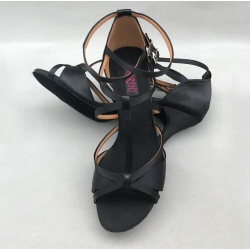 Latin Dance Shoes women Salsa shoes pratice shoes comfortable shoes MS6232BLK 8.5cm heel High heel low heel double straps