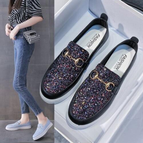 Sports Shoes Women 2021 New Spring, Summer and Autumn Korean Sequined Flat-bottomed Lazy Pedal Casual Womens Shoes