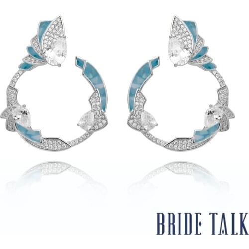 Bride Talk Beautiful Women Earrings Cubic Zirconia Luxury Trendy Jewelry For Wedding Party Birthday Gift High Quality