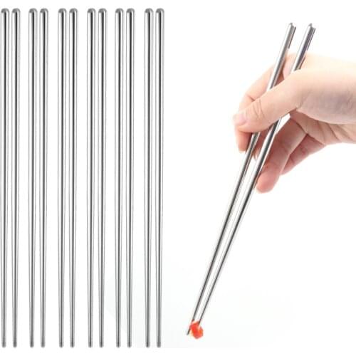 1/3/5 Pairs Restaurant Non-Slip Stainless Steel Chopsticks Kit Set Portable Reusable Food Sticks Kitchen Sushi SticksTableware