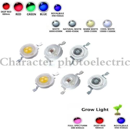 100Pcs/lot Real CREE 1W 3W High Power LED Lamp Beads 2.2V-3.6V SMD Chip LED Diodes Bulb White / Warm White / Red / Green / Blue