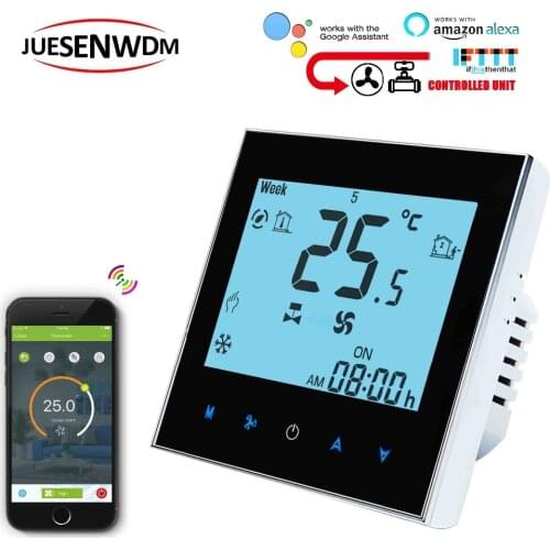 2PIPE Air Conditioning Type fan coil unit thermostat WIFI TUYA for FCU Works with Alexa Google home