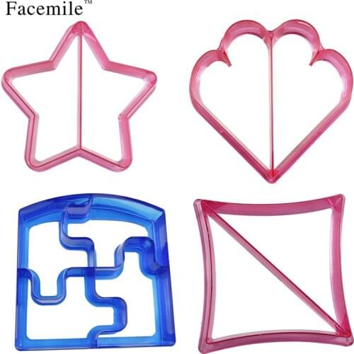 4pcs/set Geometry Puzzle Shape Sandwich Toast Bread Cookie Biscuit Cholcolate Baking Mold Cake Tools Gift