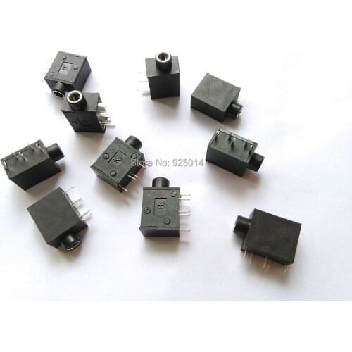 500PCS 1/8'' 3.5mm Headphones Stereo Jack Socket 5PIN SMD SMT Socket Panel Mount black