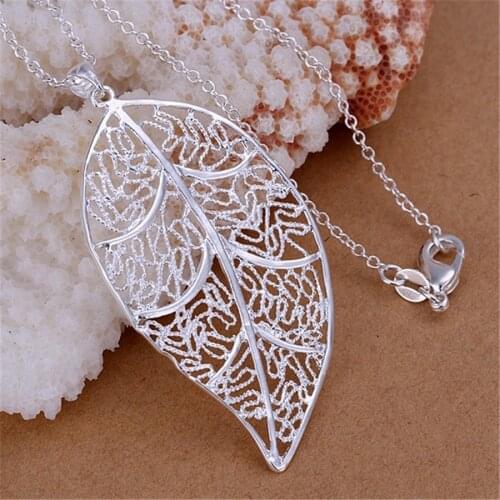 Promotions price charms women lady Beautiful fashion Elegant silver color charm LEAF leave pendant Necklace jewelry p187