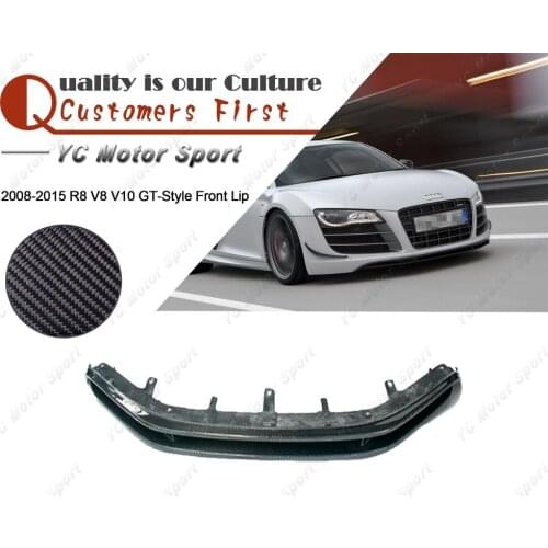Car Accessories Carbon Fiber GT-Style Front Lip Fit For 2008-2015 R8 V8 V10 Front Bumper Lower Splitter Lip