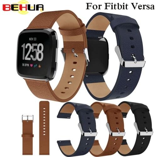 BEHUA Replacement Watch band Leather wrist Watchband Strap Bracelet Belt for fitbit versa Smart Watch wristband 2018 New Arrival