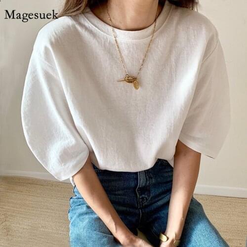 White Harajuku Style half Sleeve T Shirt Women 2021 Summer Tee shirt Casual Cotton T-Shirt Plus Size Loose Tops Blusas 10199