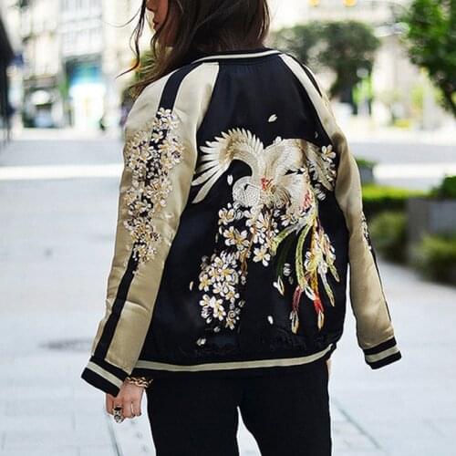 Gold Luxury Embroidery Men Double-sided Jacket Satin Yokosuka Souvenir Coat Women Streetwear Autumn Male Baseball Clothing