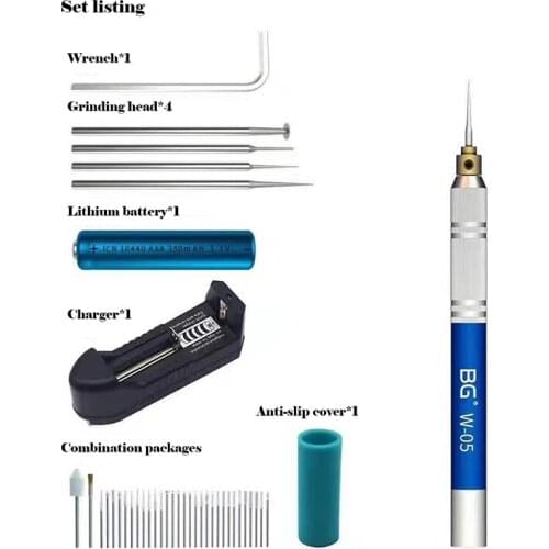 BG W-05 Electric Mini Grinder Pen CPU IC Chip NAND Flash Cutting Polishing Tool Kit Mobile Phone Motherboard Glue Clean Repair