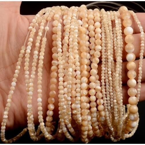 2mm 3mm 4mm 6mm Small Round Trochus Natural Mother Of Shell Beads Stone Pearl MopBeads For Jewelry Making DIY Bracelet Necklace