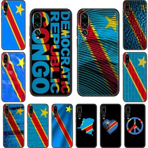 Republic National Congo Flag Phone case For Huawei P 8 10 20 30 Smart Plus 2019 Z Lite Pro 2017 2019 black painting hoesjes art