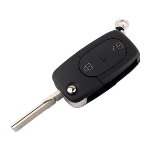 2 Buttons Flip remote Key Shell FOB Blanks Case (Round) For VW Volkswagen Golf Passat Polo Bora Touran Small Battery Location