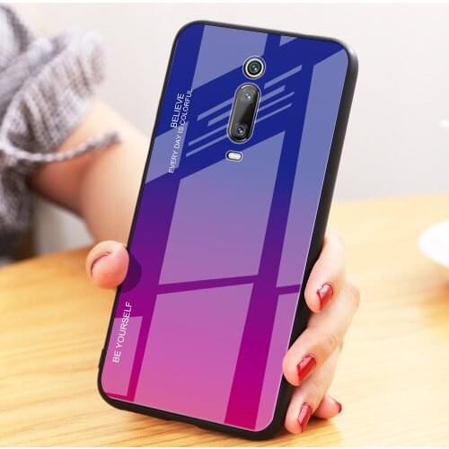 Toraise For Fundas Xiaomi Redmi K20 Pro Case Redmi K20 flip Cover Tempered Glass Gradient Back Cover For Xiaomi Mi 9 T Pro 6.39