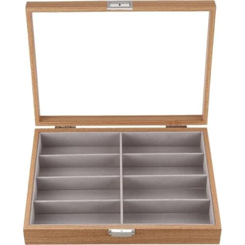 Eyeglass Sunglass Storage Box Imitation Leather Glasses Display Case Storage Organizer Collector 8 Slot Black