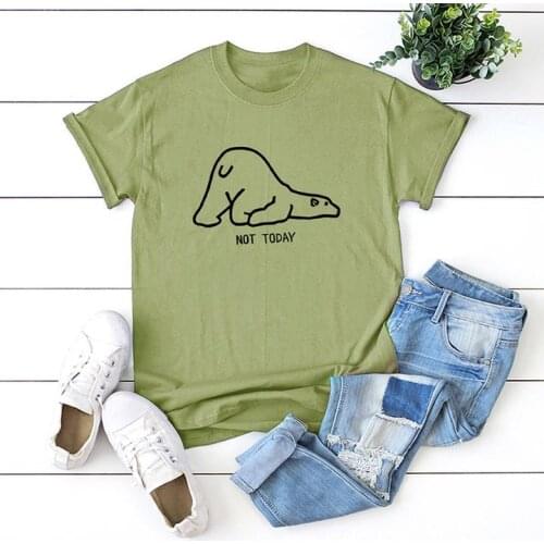 Not today bear t shirt cute tees olive peach tops women short sleeve summer style outfits tshirt