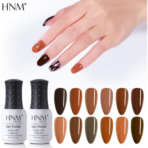 HNM 8ml Gel Polish Soak Off Coffee Nail Gel Nail Polish Black Base Needed Soak Off Magnetic UV LED Lamp Varnish Gellak Lacquer