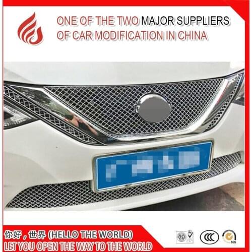 Hot sale 3 4 Piece Stainless steel car front grille racing grills grill cover trim for Sylphy 2016 2017