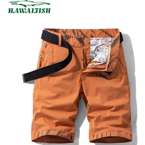 Hawaifish brand Cargo Shorts Men 2021Summer loose style high quality workwear shorts hot sale Mid Waist Drawstring Loose Shorts