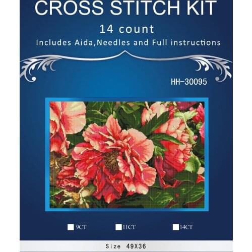HH-30095 Top Quality Lovely Counted Cross Stitch Kit Coral Peonies Peony Pink Flower Flowers dim 70-352983th