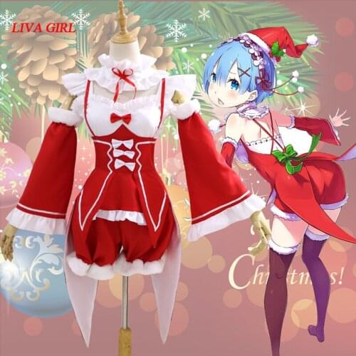 Liva girl Re:Life in a different world from zero RAM REM Christmas Uniform Cosplay Costume Halloween Carnival Costumes