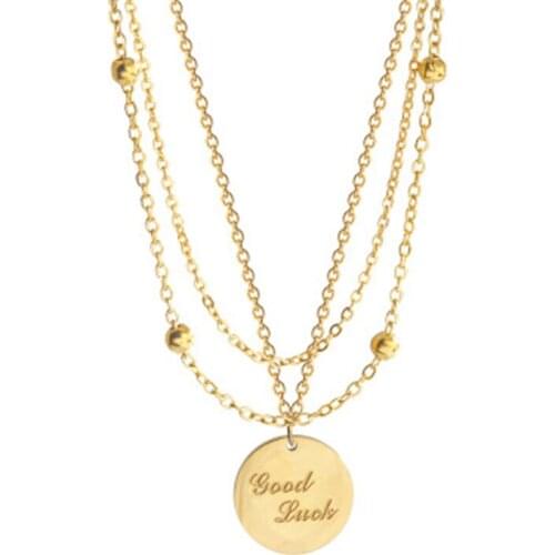 Fashionable new gold round piece triple Chain Necklace Korean style elegant high quality Necklace