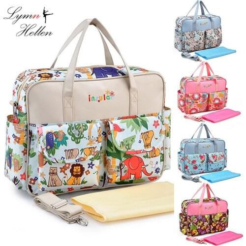 Fashion Diaper Messenger Backpack Baby Nappy Changing Floral Style Traveling Waterproof Mother Bags Mom Diaper Pad Play Mats