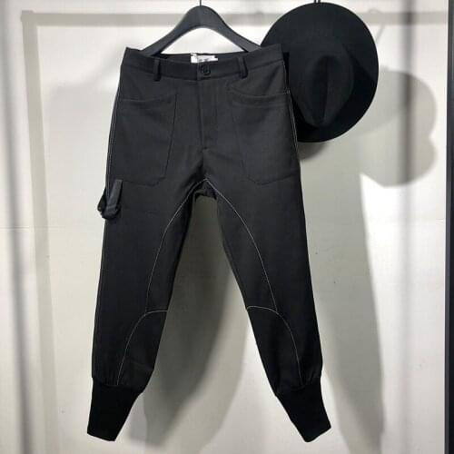 Owen Seak Men Casual Cargo Harem Pants High Street Wear Hip Hop Ankle Length Mens Clothing Sweatpants Autumn Black Pants