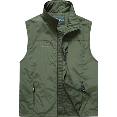 Four Seasons Vest Men Military Casual Mesh Waistcoat Large Size M-4XL Back Detachable Multi-pockets Tactical Vest Gilet Homme