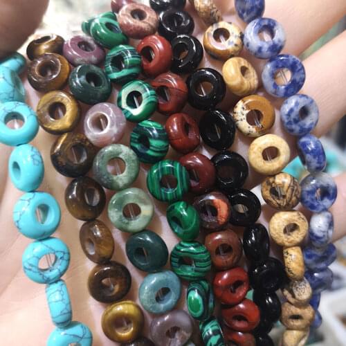 Natural Wheel Big Hole Opal Malachite Obsidian Red Jaspers Gem Stone Spacer Beads For Jewelry Making DIY Bracelet Earrings 10MM